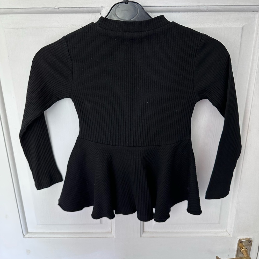 BLACK skater Tunic Dress Ribbed Long Sleeves Size 120cm 6 years - Picture 3 of 8